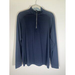 SWANNIES navy blue qtr zip golf athleisure minimalist shirt sz M stretch light